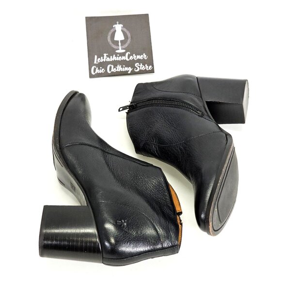 Frye Women’s Black Leather Nora Zip Short Ankle Block Heel Boot Size 9B 1778 - Picture 10 of 16